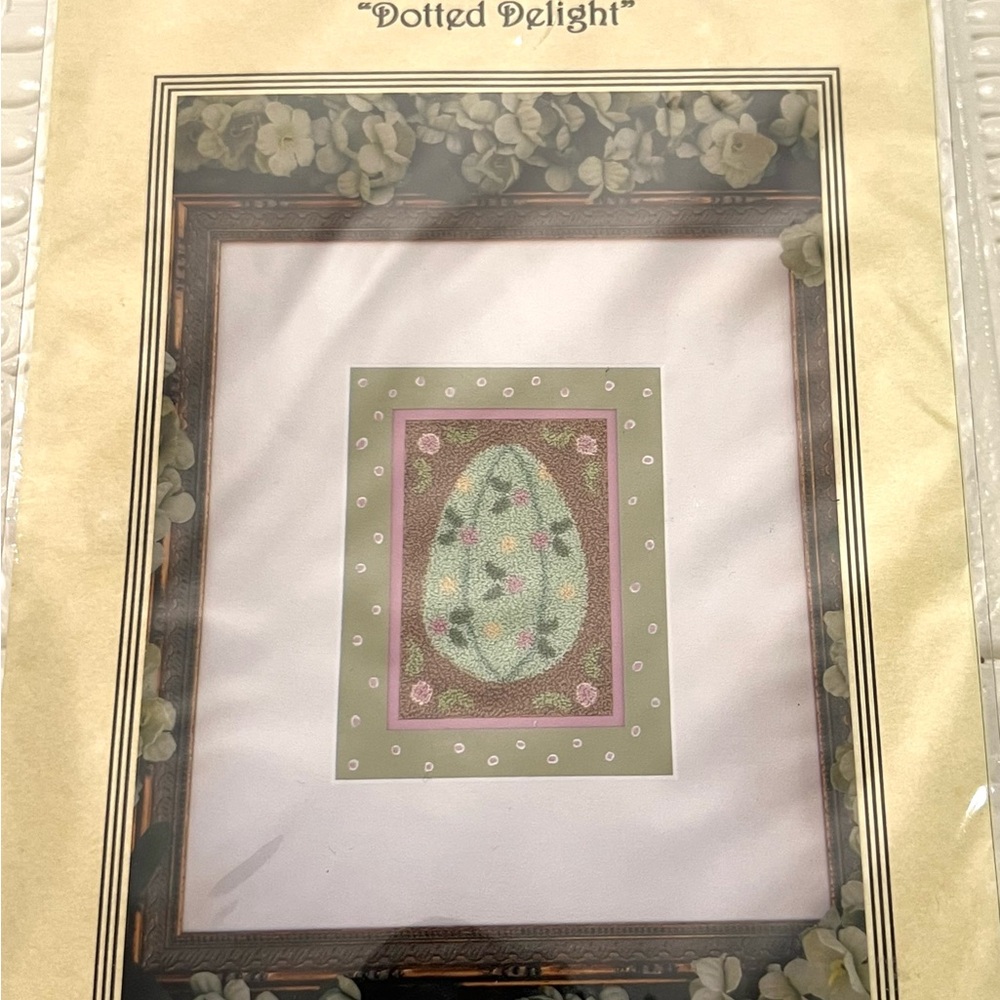 DOTTED DELIGHT Punch Needle Embroidery Pattern Floral Easter Egg Vintage New